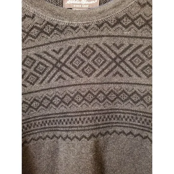 Eddie Bauer Men's Sz XL Tall Sweater Gray 100% Cotton Crew Neck‎ Long Sleeve - Picture 3 of 4